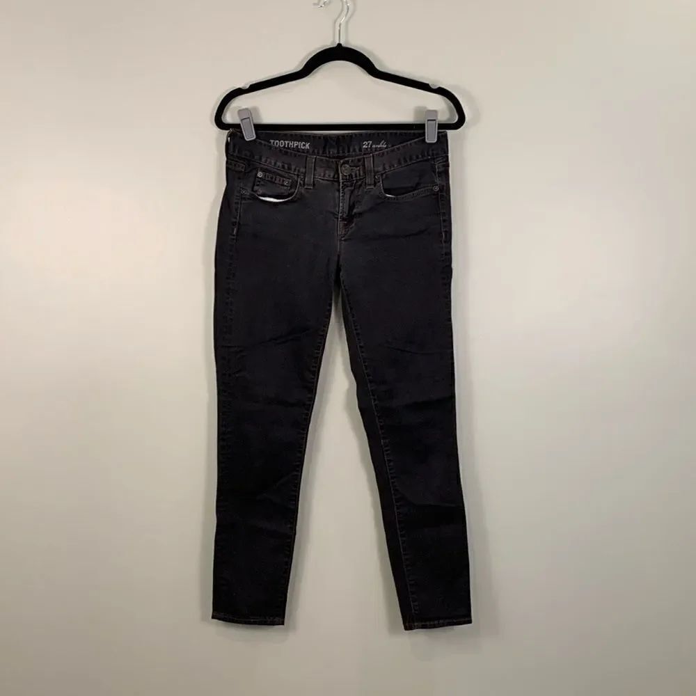 J Crew toothpick ankle cropped black denim jeans woman’s size 27